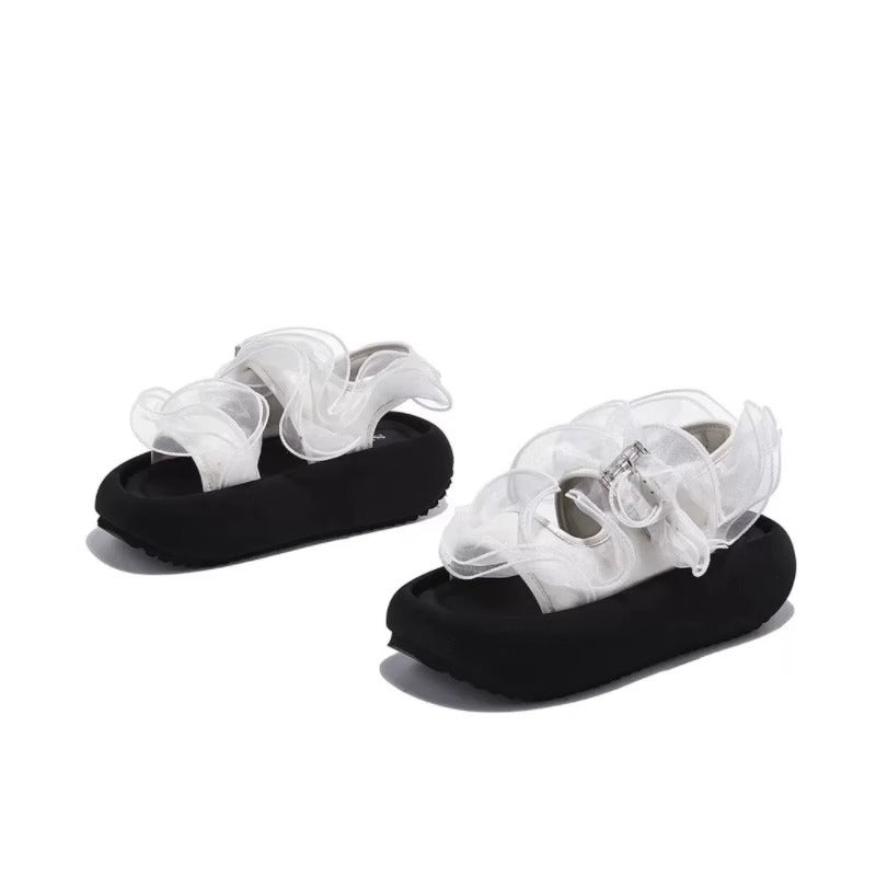 Preppy style sandals for women 2026summernew arrivalk-styleoutwearbowsthick sole with skirt roman beach shoes