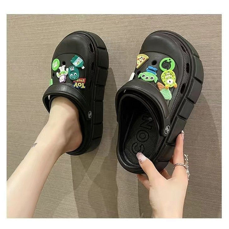 Crocs women's outwear 2025 summer new arrivalplatform shoesthick sole toe-cap half-slippers sandals easiest for matchnon-slip beach slippers