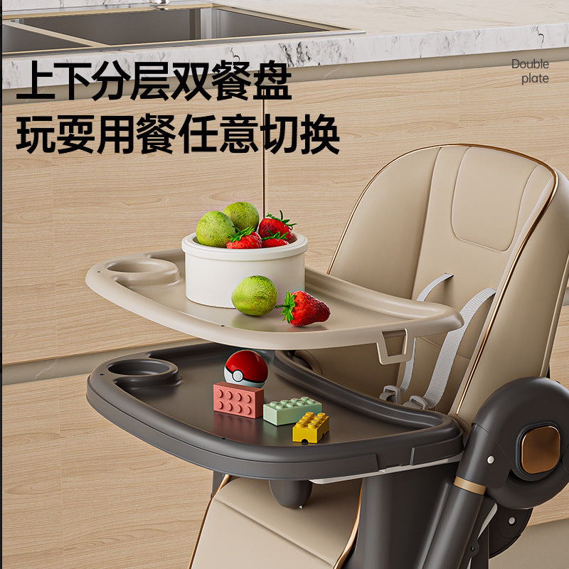 Baby Dining Chair Eating Chair Multifunctional Portable Foldable Home Children's Chair Baby Dining Table with Wheels