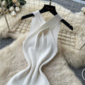 K-style sleeveless knitting silmdress women's summerretro silmslimming look a-line skirt work clothingeasiest for match vest skirt