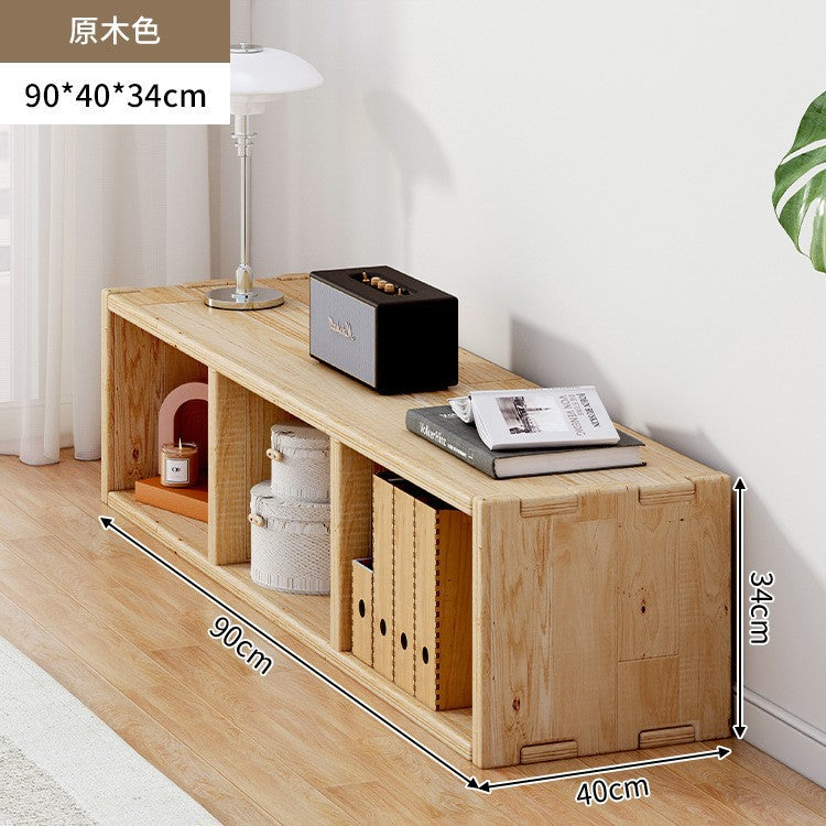 Solid wood bookshelf shelf floor-to-wall combination lattice cabinet living room kindergarten storage low household bookcase