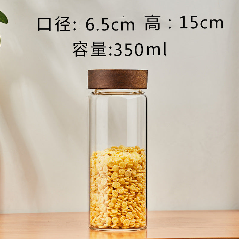 Airtight heat-resistant glass storage jar for kitchen, grains, coffee beans, collectibles, and more