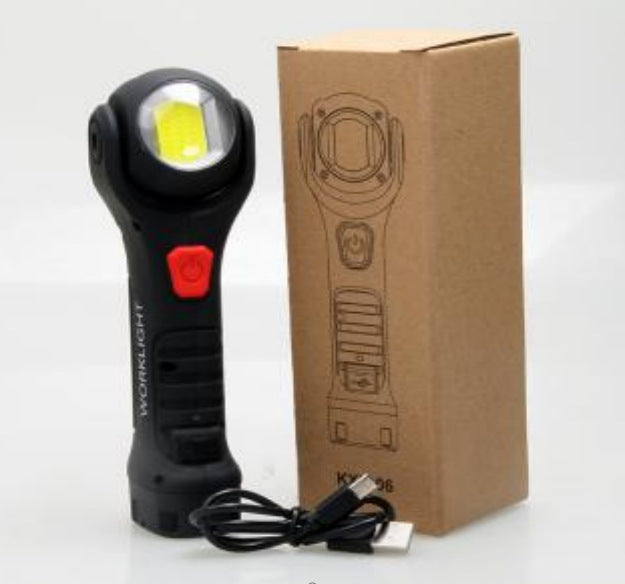 Cross-border hot-selling T6 + COB strong light flashlight strong magnetic 360 degree rotating work lamp headlight search outdoor flashlight