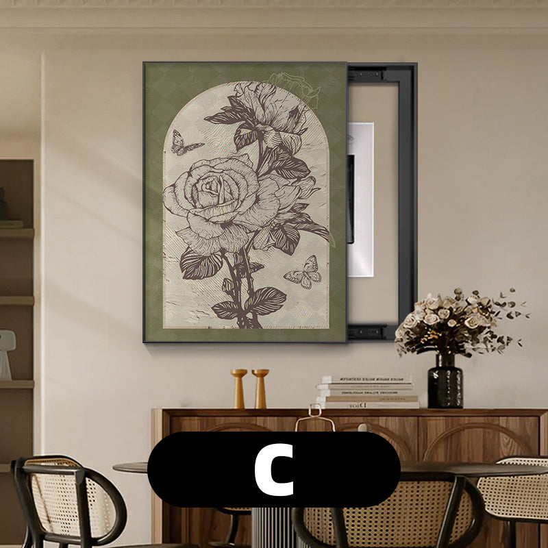 Medieval style meter box decorative painting Maillard French retro blocking distribution box switch box cover plate vertical hanging painting