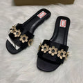 Za2025 summer new flat sandals - gold floral women's sandals with thick sole - vacation sandals for women