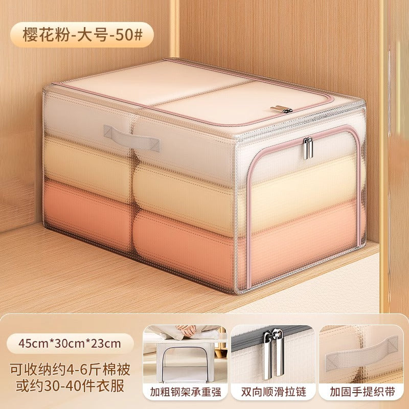 PVC transparent clothes storage box household clothes pants folding storage organizing box wardrobe storage layering artifact