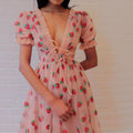 cross-border french strawberry sequin sweet maxi dress - four colors, mesh overlay, tie-waist, slim-fit fashion dress
