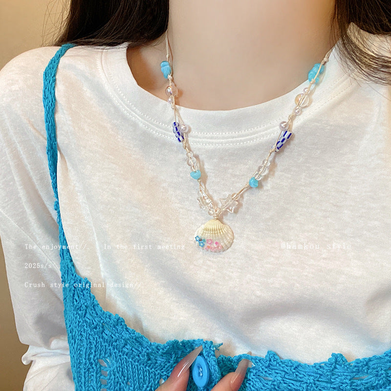Beach vacation style starfish shell necklace for women 2026 new style classyaccessible luxuryniche style clavicle chain accessories