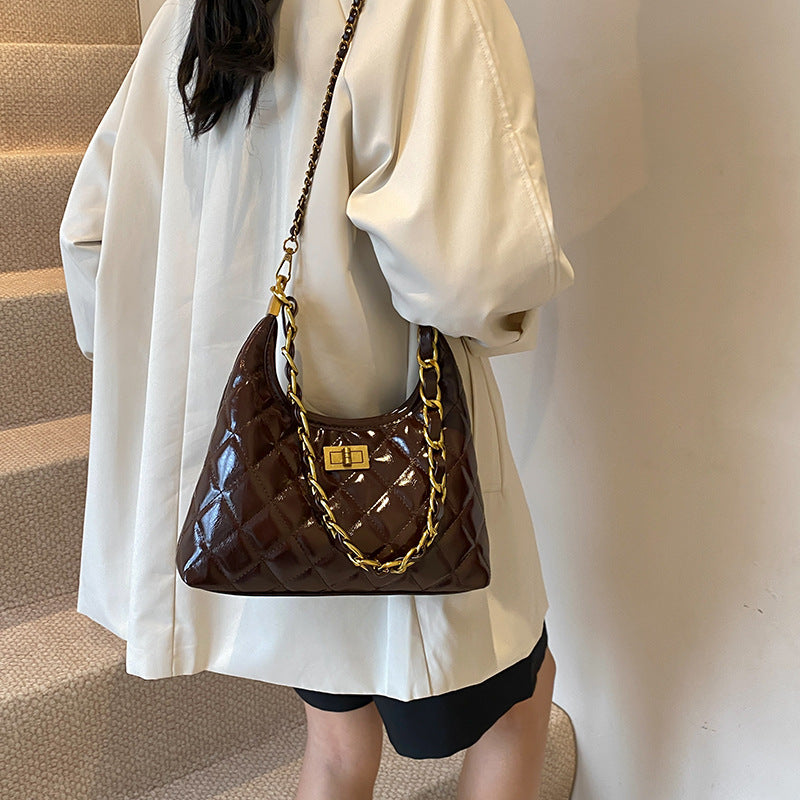 Rhombus embroidery thread small bag women's 2025 new autumn and winter versatile messenger bag fashion one shoulder underarm dumpling bag