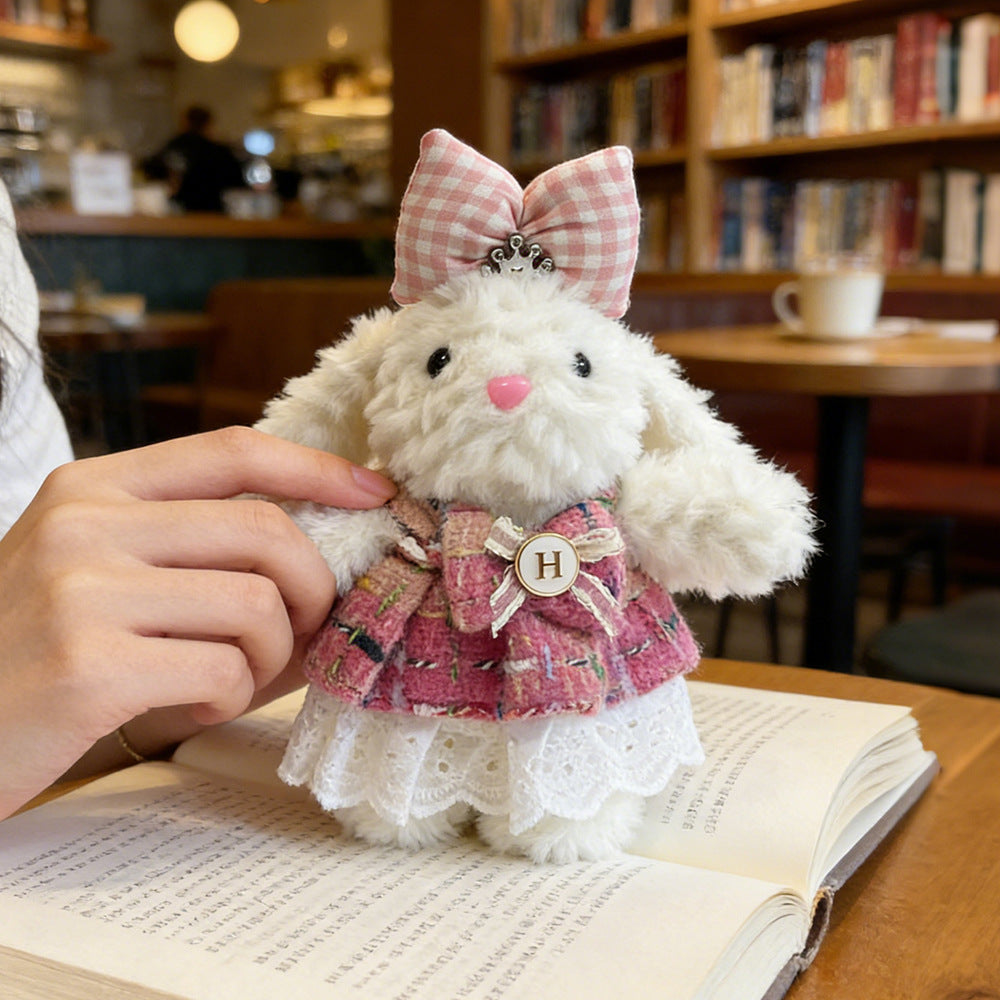 Long-eared rabbit keychain lop-eared rabbit bag pendant stuffed doll cute bows rabbit creative pendant