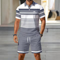 hot-selling men's polo shirt set, new summer two-piece casual short-sleeve and shorts set, dropshipping available