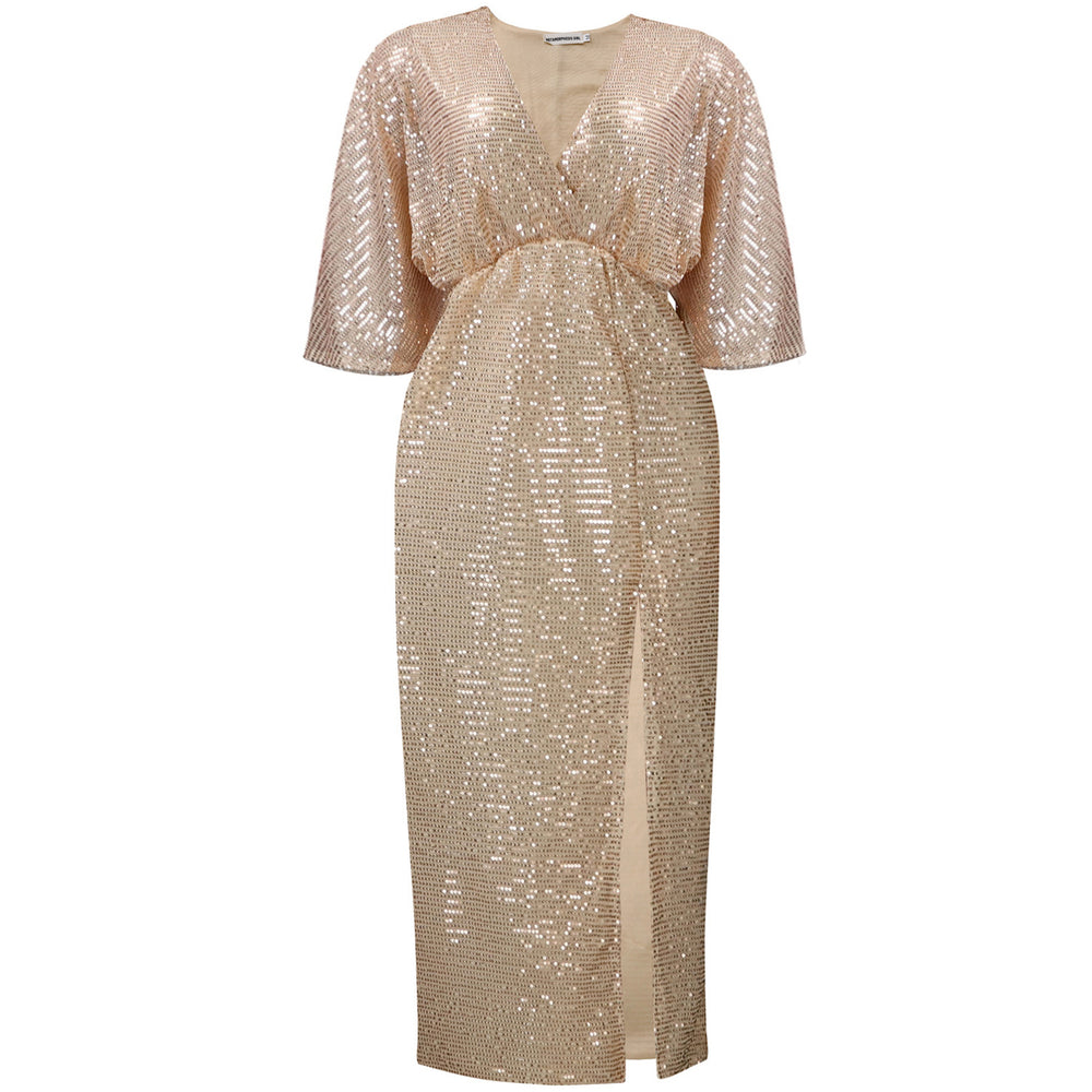 D3308 european and american plus size women's autumn new arrival loose v-neck fashion sequin slit maxi dress african plus size dress