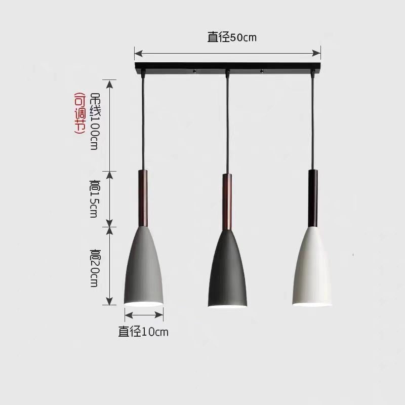 Nordic restaurant chandelier three-head four-head modern casual dining room bar creative tea room long plate round plate iron chandelier