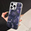 Night rose silver edge epoxy case for iphone 17, drop-proof phone case, apple 16 pro max protective cover, 15