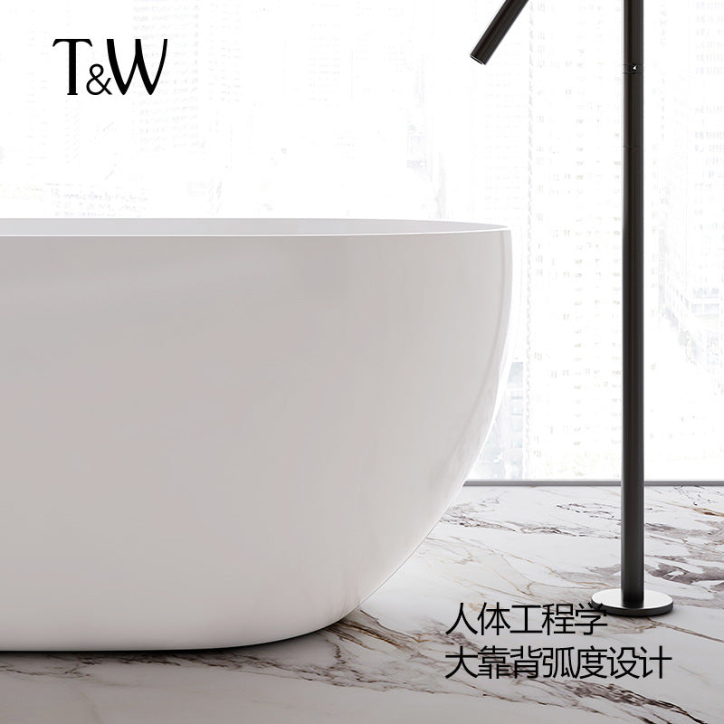 Travel acrylic freestanding bathtub household small apartment oval seamless integrated bathtub factory direct sales