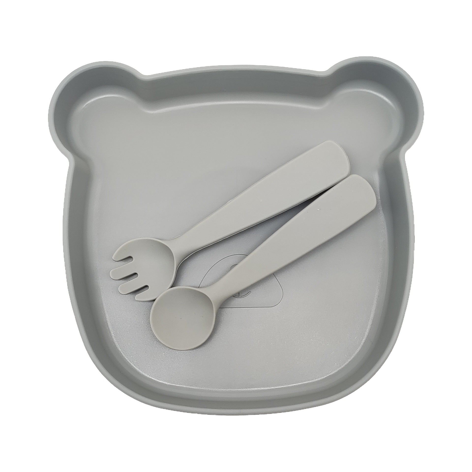 Cross-border hot-selling children's tableware sets, food-grade silicone dinner plates, anti-drop baby food, silicone spoons, tableware