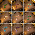 popular zircon-inlaid four-leaf clover necklace accessible luxury niche women's fashion non-fading clavicle chain earrings jewelry set