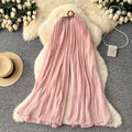 Lazy style high waist woven belt loose wide leg pants for women spring and summer drape slimming look cover crotch loosecasual pants