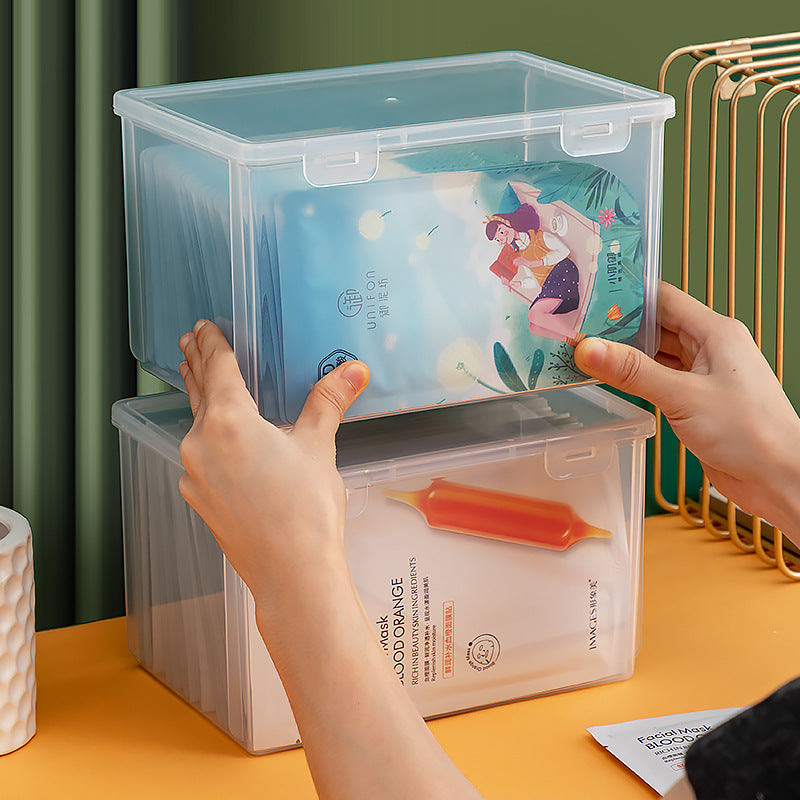 Japanese desktop storage box transparent skin care products cotton pad mask storage box dust-proof cosmetic storage box