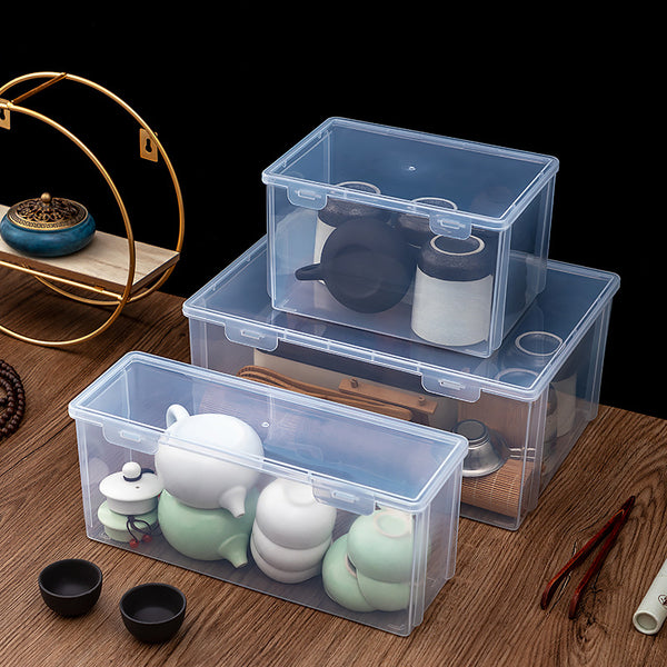 Desktop storage box Multifunctional sundries Dust-proof portable Kung Fu teacup Tea set Storage box Transparent storage box