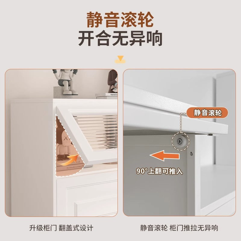 Steel five-bucket flap door cabinet, entrance integrated locker, dust-proof floor-to-ceiling storage cabinet, cream wind bookcase display cabinet