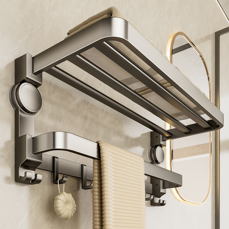 Suction cup towel rack, bathroom free punching, bathroom rack, toilet double folding towel rack, bathroom pendant set.