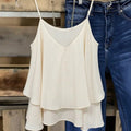 summer new arrivals: european and american style women's v-neck double-layer ruffle camisole - slimming inner layer top