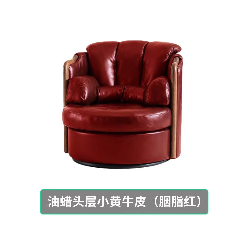 Second-hand style rotate casual chair armchair tea main chair living room study casual chair accessible luxury full cowhide office chair