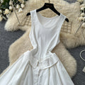 Intellectual style sleeveless a-line asymmetricaldress women's summer short-sleeved waist slimming lookeasiest for match sundress summer
