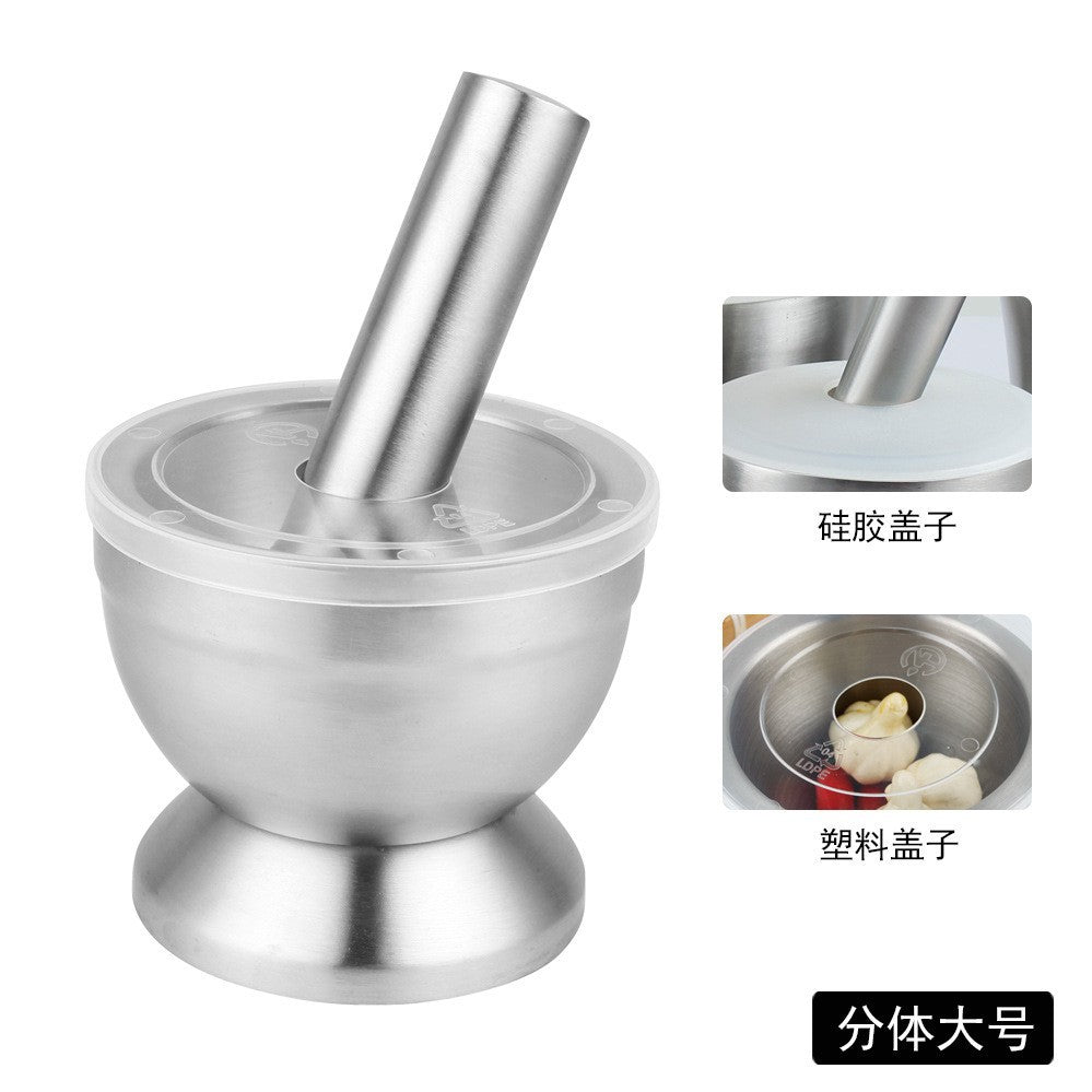304 stainless steel garlic pounder round grinding jar pounder mold stone mortar pounder with cover medicine mortar