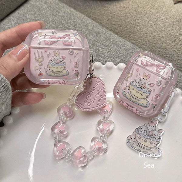 Korean ins teacup rabbit suitable for airpods4 earphone case Apple airpodspro2 protective case 23rd generation universal