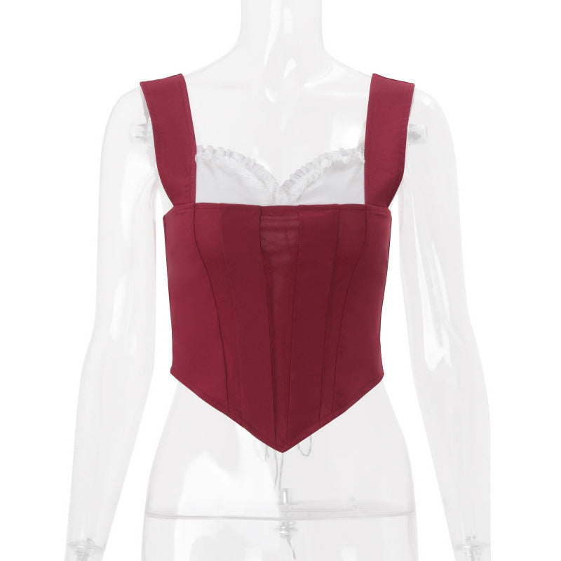 Ins european and american clothing  summernew arrivalfrench palace hot girl tie backasymmetricalclassy sense vest tops