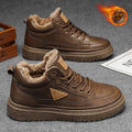 Fleece-lined men's shoes 2025new arrival autumn winter high-top sneakers men's leather heattechthickened cotton shoes low-top boots