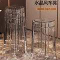 Accessible luxuryclassy acrylic stool stackable transparent high stool chair for home dining table spare plastic crystal round stool