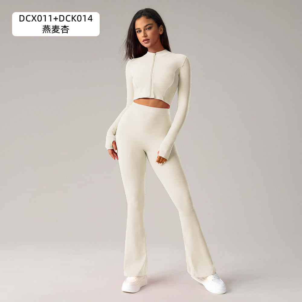 fashion tight butt lifting fitness yoga pants zipper long sleevesjacket push-up sports bra yoga suit