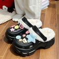 Fleece-lined crocs women's winter 2025 internet celebrity popular shoes heattech thick solenon-slip detachable outwear heightening cotton shoes