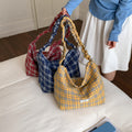 Korean style retro plaid bag - women's large capacity versatile commuter crossbody bag - minimalist chic underarm bag/shoulder bag