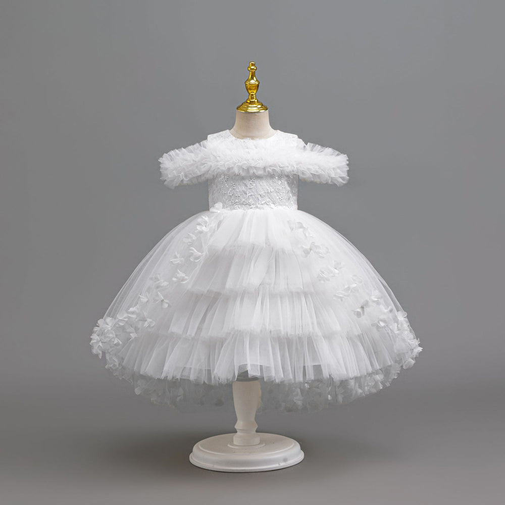 Ready-to-ship new children's formal dress - floral train princess dress for little girls, perfect for piano recitals and performances