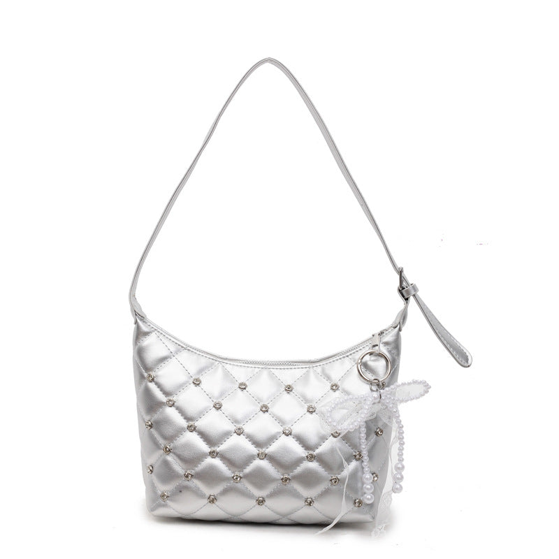 Retro diamond small fragrant chain shoulder messenger bag bags with diamonds, high-grade texture fashionable foreign commuter women's bags