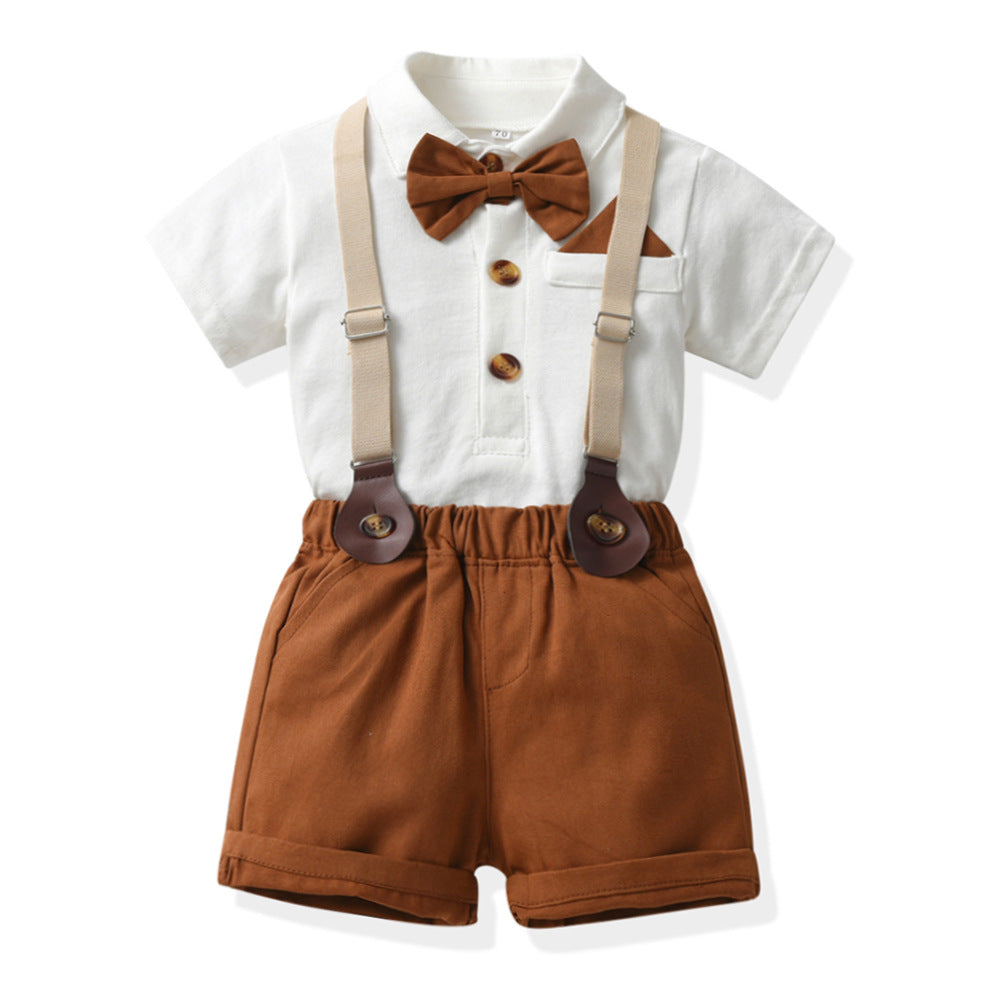 Boys' short-sleeve t-shirt and romper set - stylish, trendy, and cool summer outfit for little ones