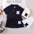 Kids' summer outfit set: 0-5 year old boys' polo shirt & lightweight short-sleeve tee - trendy two-piece set for infants and toddlers