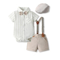 Boys' spring outfit set: stylish and unique, high-end collared shirt and overalls two-piece set for kids