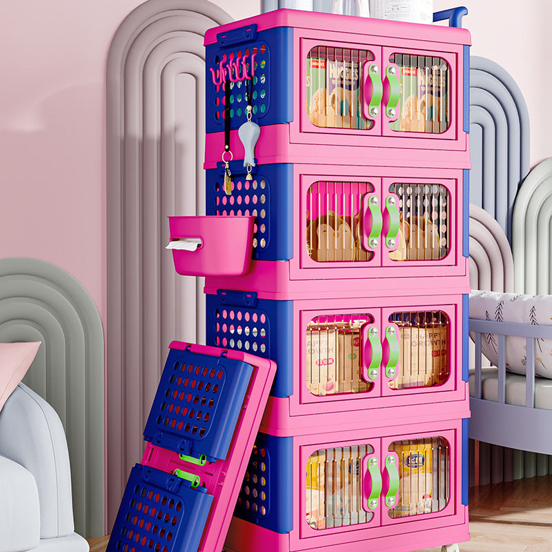 Storage Cabinet Household Wardrobe Dopamine Free Installation Clothes Toys Children's Stroller Foldable Plastic Storage Box