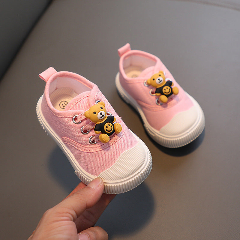 spring/autumn baby shoes - cartoon bear soft sole prewalker shoes for boys and girls - toddler shoes - infant shoes - canvas shoes