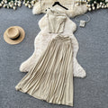 Lazy style slanted shoulder skirt slimming lookelegantfashionsuitsummerhigh waist skirt slimming lookelegantfashionsuit