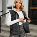 Fashion cross-border foreign trade  women's clothing  independent station new washed hooded denim vest waistcoat top