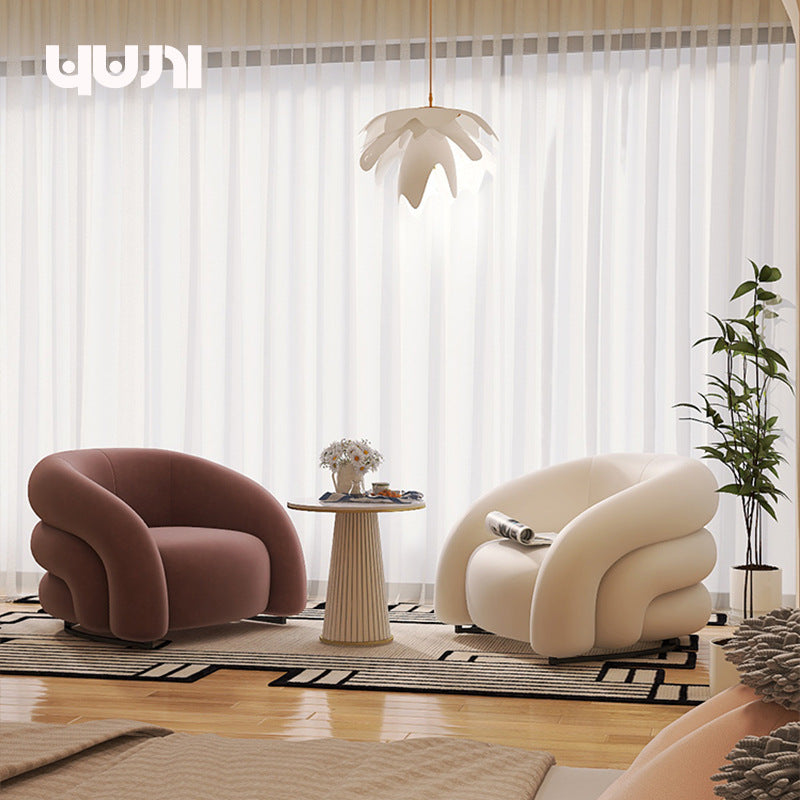 Cream furniture single sofa chair lazy internet celebrity style single chair small apartment balcony designer casual chair for home