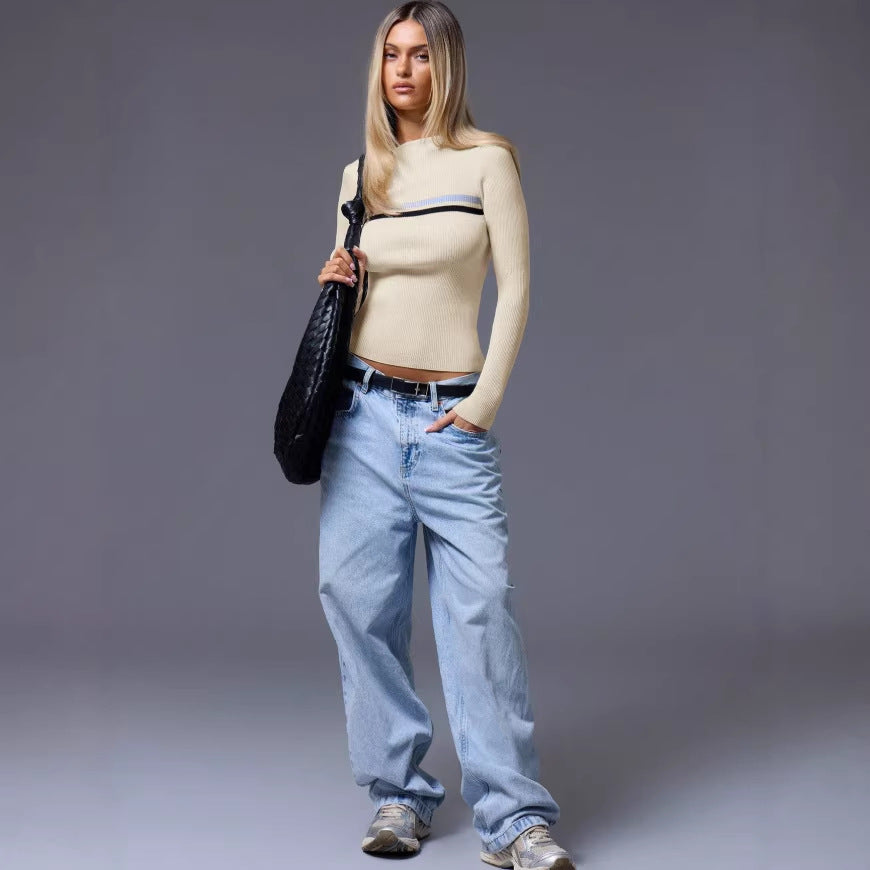 european and american cross-border new women's long-sleeved autumn/winter independent knit sweater