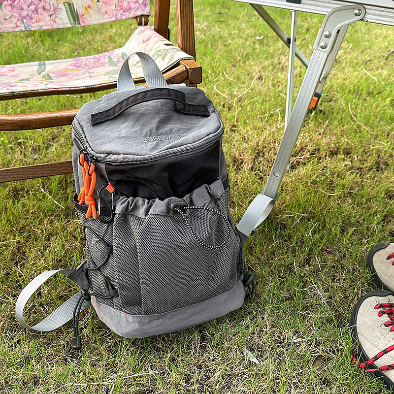 Cross-border new outdoor sports mountaineering bag contrasting color splicing drawstring backpack trendy fashion lightweight travel backpack