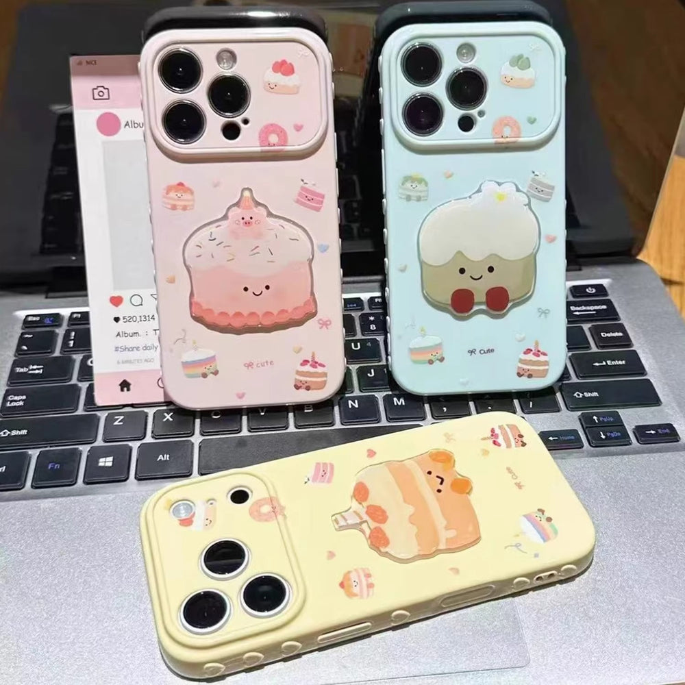 Strawberry cake design iphone 16/17 shockproof case with heart-shaped side accents - instantly transforms your phone! compatible with iphone 17 pro max